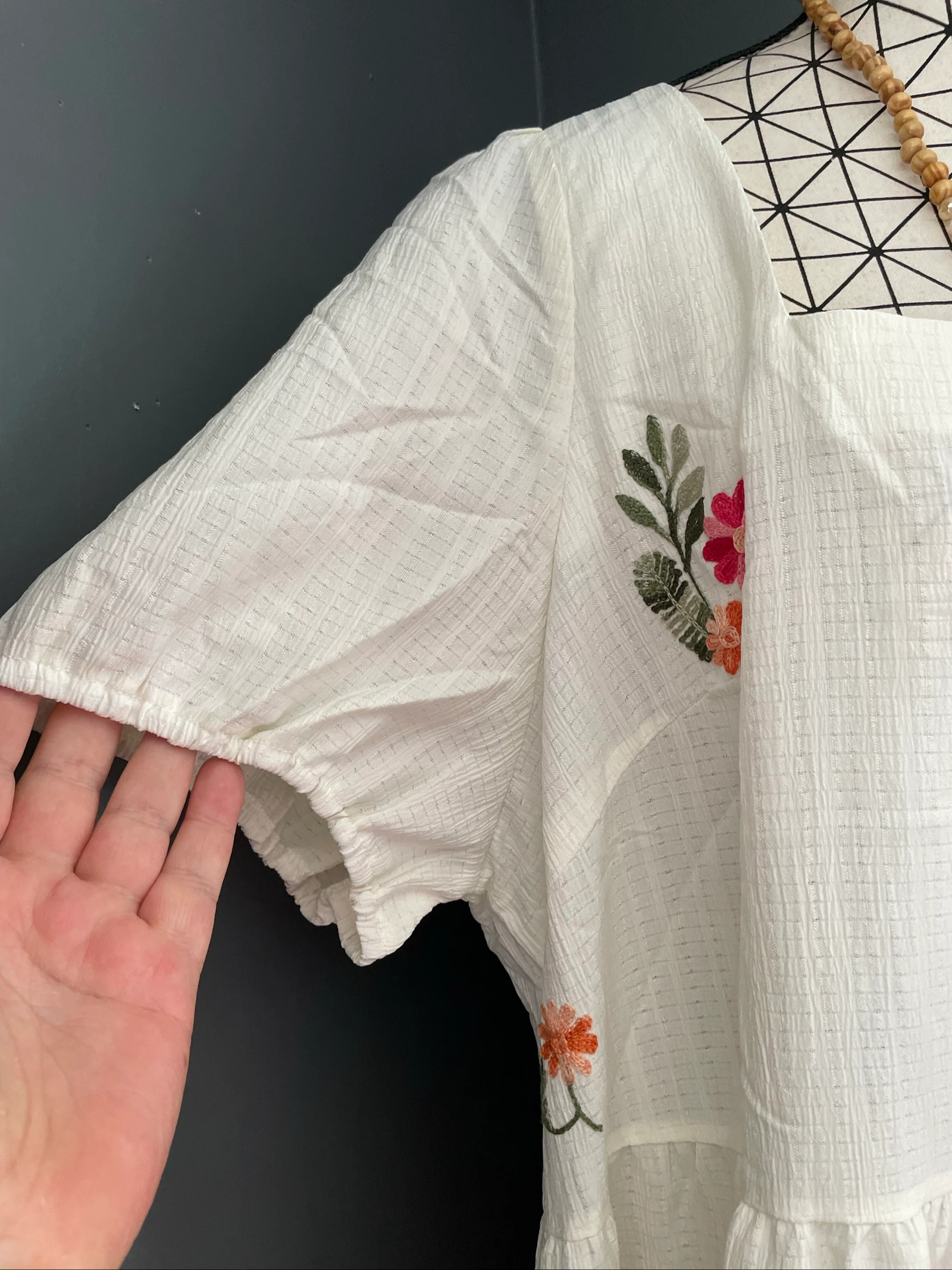 💖 vestido blanco con bordado de flores talla grande 54 estilo bohemio romántico con lazo en la espalda 💖 – photo 4